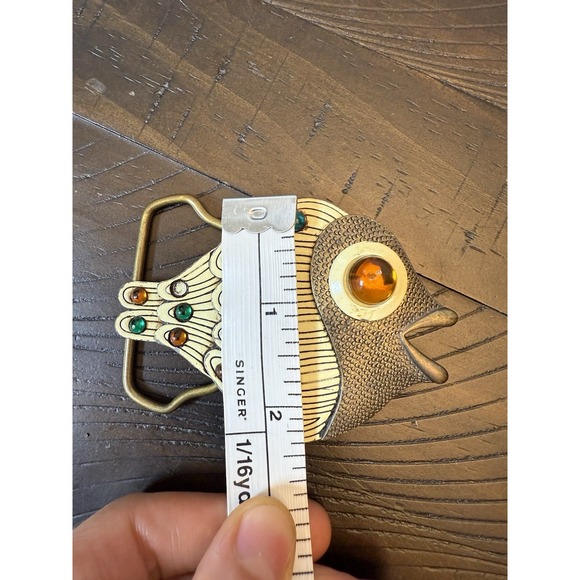 vintage FISH belt‎ buckle WESTERN cowboy GLASS EYE  golden 1960s